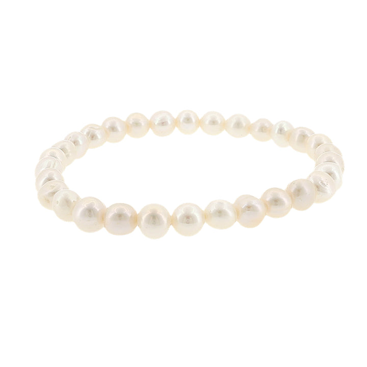 White potato freshwater pearl elastic bracelet 6-7mm