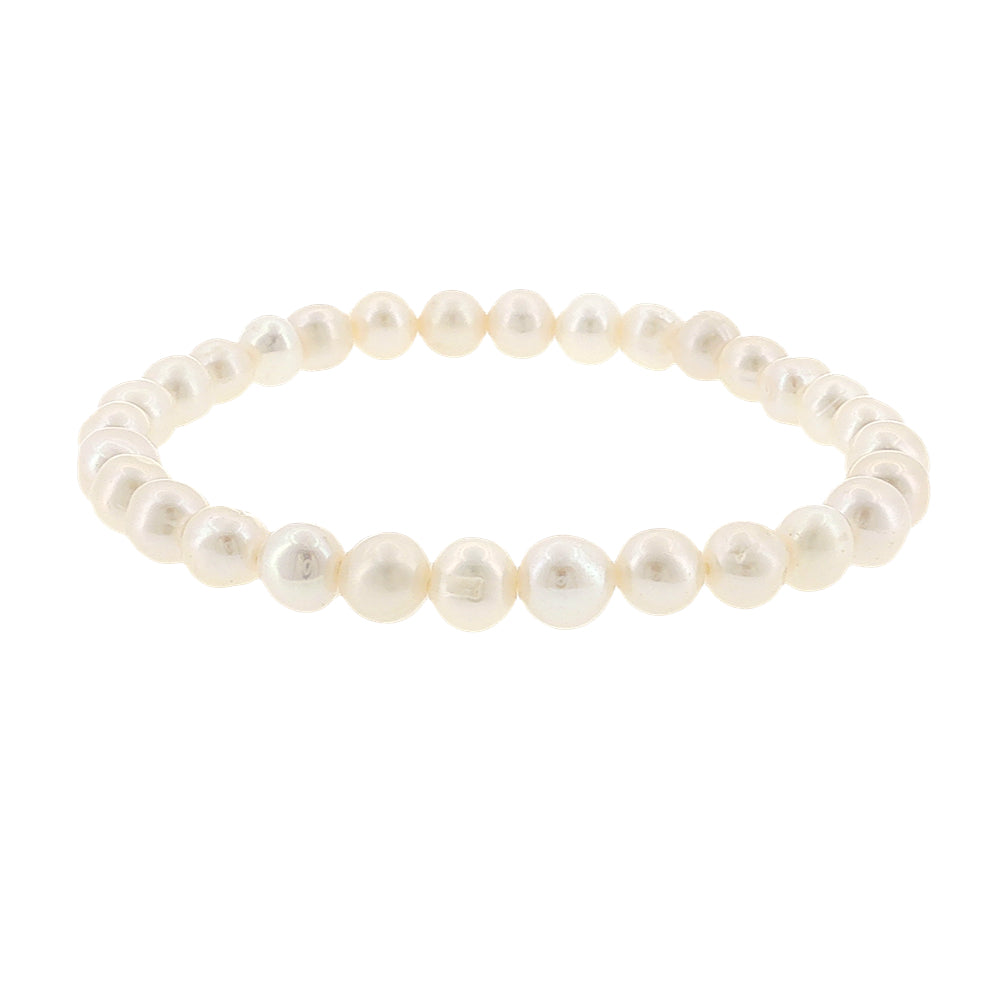 White potato freshwater pearl elastic bracelet 6-7mm