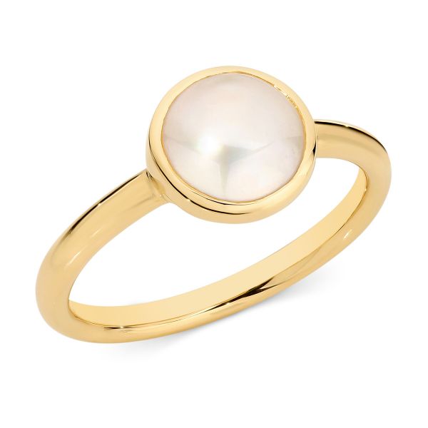 9ct yellow gold ring with 9mm mabe pearl