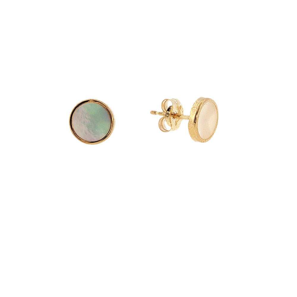 Mother of pearl stud earrings in 9ct yellow gold