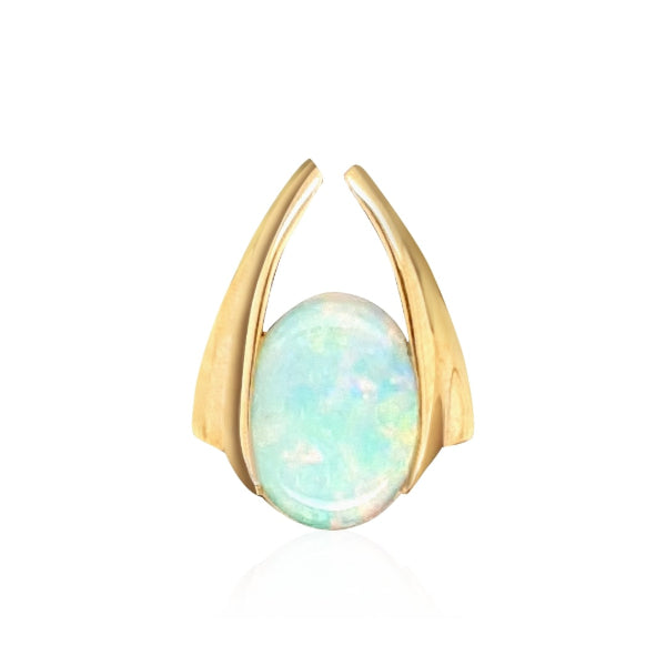 White opal pendant in 9ct yellow gold