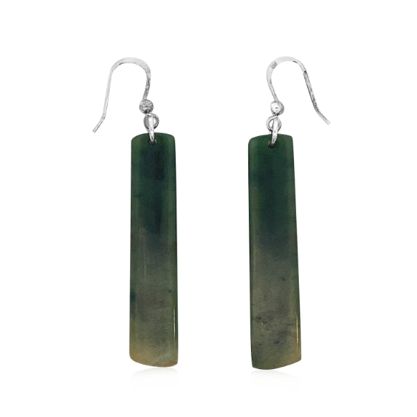 NZ pounamu greenstone free form hook earrings on sterling silver hooks