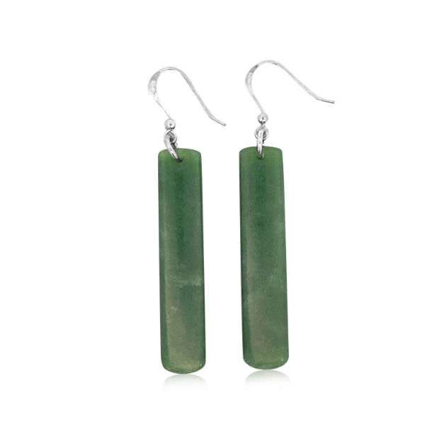 NZ pounamu greenstone free form hook earrings on sterling silver hooks
