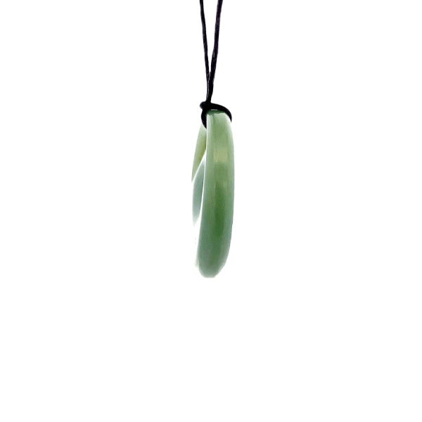 NZ pounamu greenstone koru circle necklace on slider cord