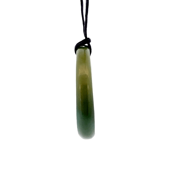 NZ pounamu greenstone koru circle necklace on slider cord