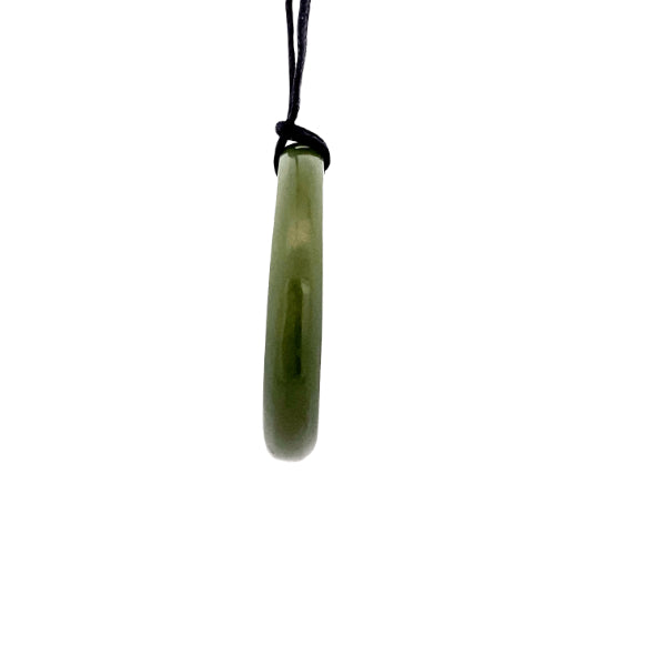 NZ pounamu greenstone koru circle necklace on slider cord