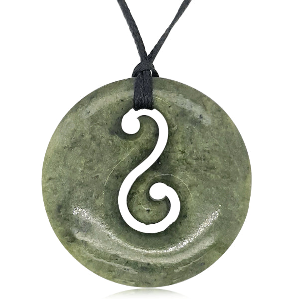 Greenstone circle with double koru necklace