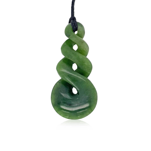 International greenstone pikorua triple twist necklace