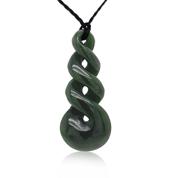 International greenstone triple twist pikorua necklace