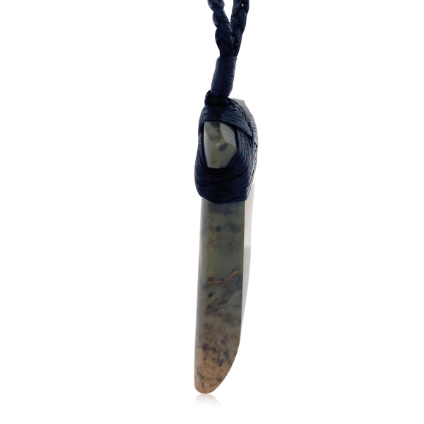 NZ pounamu greenstone bound toki necklace