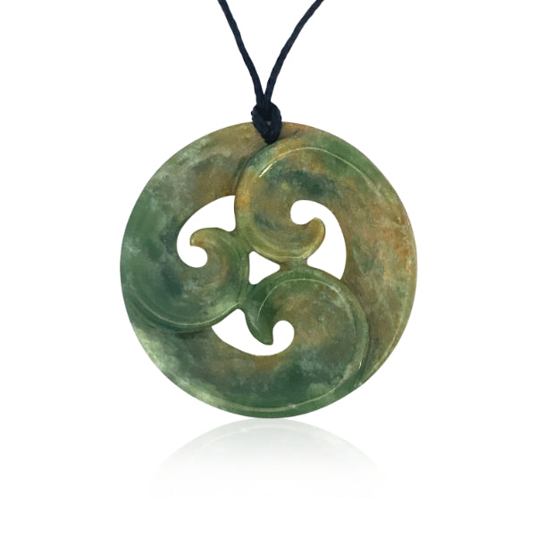 NZ pounamu greenstone triple koru necklace