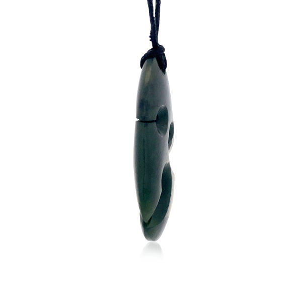 International greenstone teardrop with koru necklace
