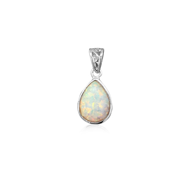 Recon opal rub over drop pendant in sterling silver