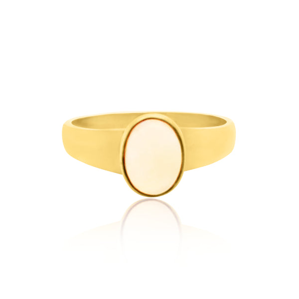 Opal rubover ring in 9ct yellow gold