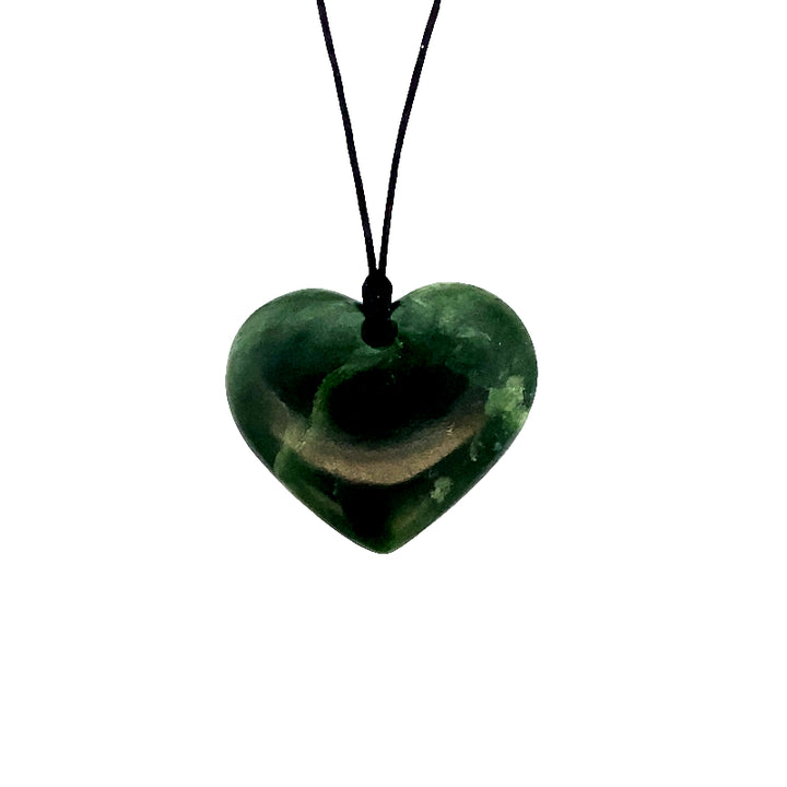 NZ pounamu greenstone heart necklace