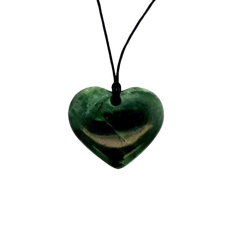 NZ pounamu greenstone heart necklace
