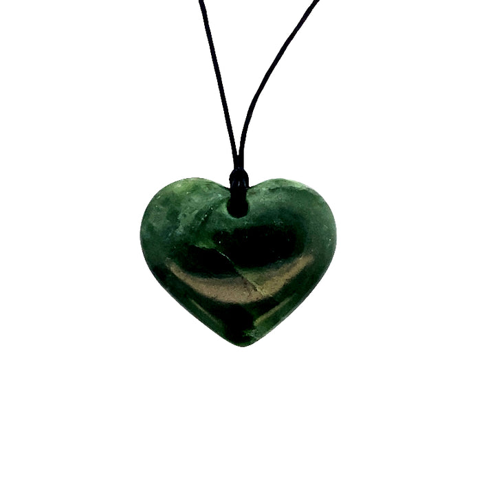 NZ pounamu greenstone heart necklace