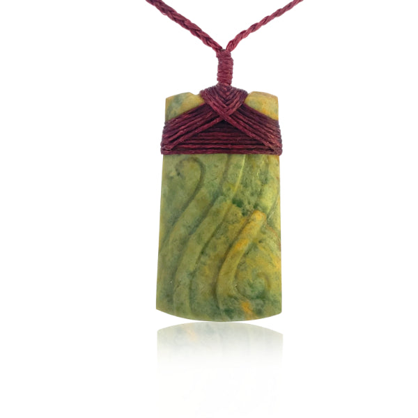 NZ pounamu greenstone matt toki carved with koru necklace