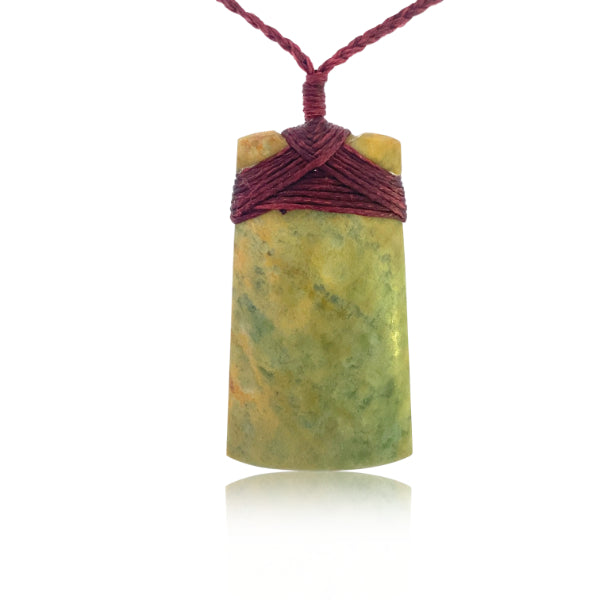 NZ pounamu greenstone matt toki carved with koru necklace