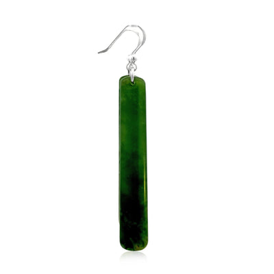 Greenstone Pole drop earrings - 63mm