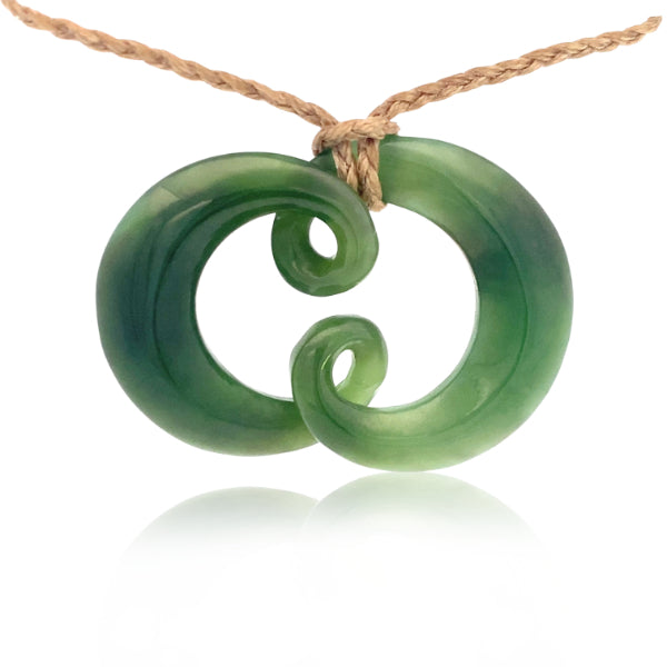 NZ pounamu greenstone freeform open double twist necklace