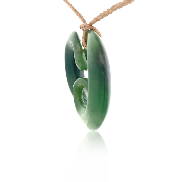 NZ pounamu greenstone freeform open double twist necklace