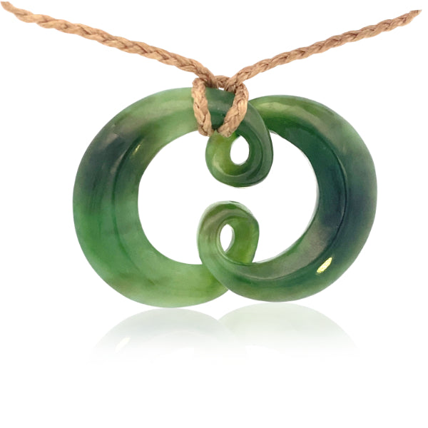 NZ pounamu greenstone freeform open double twist necklace