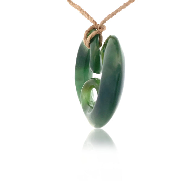 NZ pounamu greenstone freeform open double twist necklace