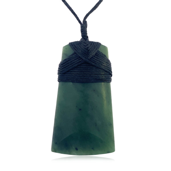 NZ pounamu greenstone bound toki necklace