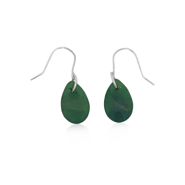 Greenstone teardrop earrings on sterling silver hooks