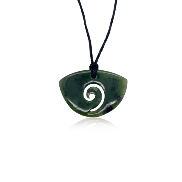 NZ pounamu greenstone small breastplate with koru