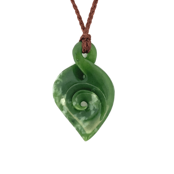 NZ pounamu greenstone single twist with koru necklace