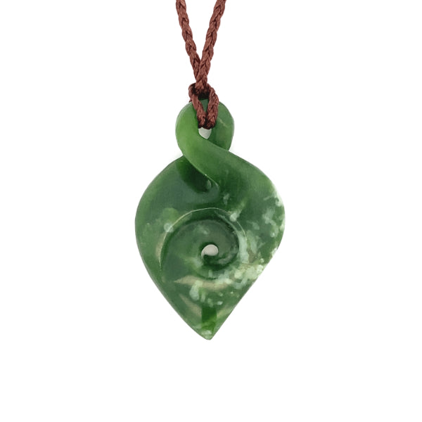 NZ pounamu greenstone single twist with koru necklace