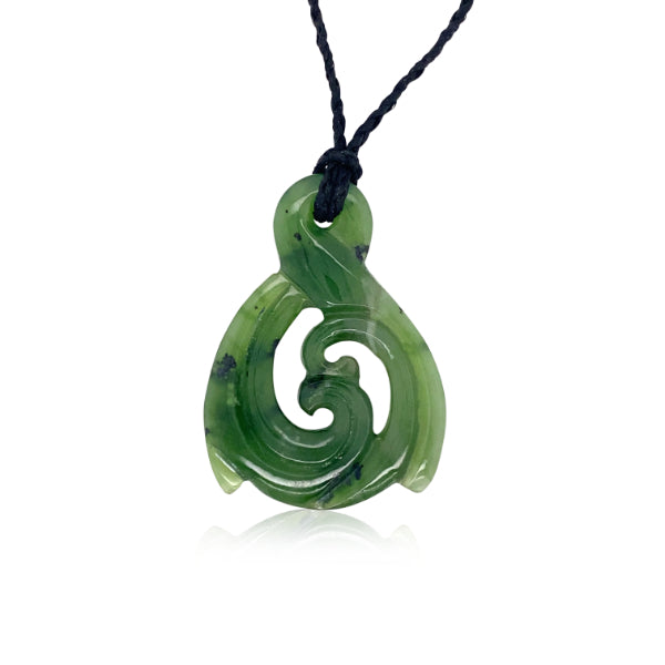 NZ pounamu greenstone twist with koru necklace