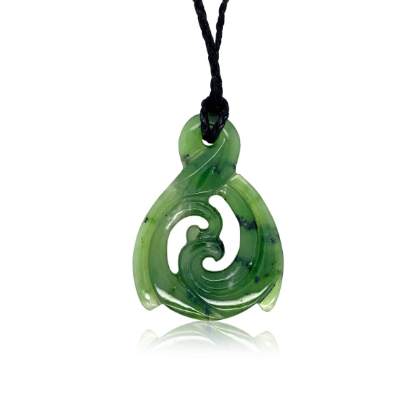 NZ pounamu greenstone twist with koru necklace