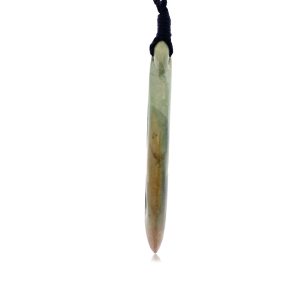NZ pounamu greenstone flower jade hook necklace with koru