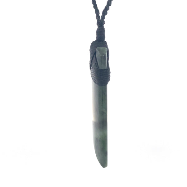 NZ pounamu greenstone bound toki necklace