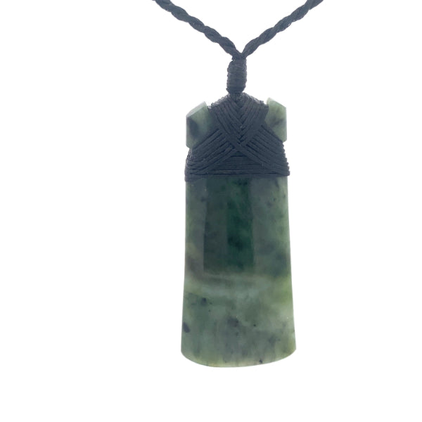 NZ pounamu greenstone bound toki necklace