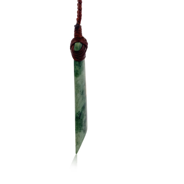 NZ pounamu greenstone angled toki necklace