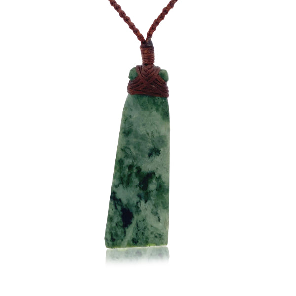 NZ pounamu greenstone angled toki necklace