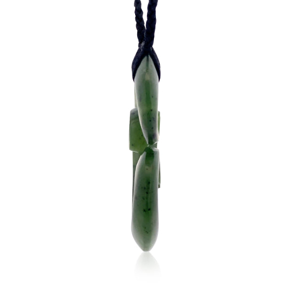 NZ pounamu greenstone bound triple koru necklace