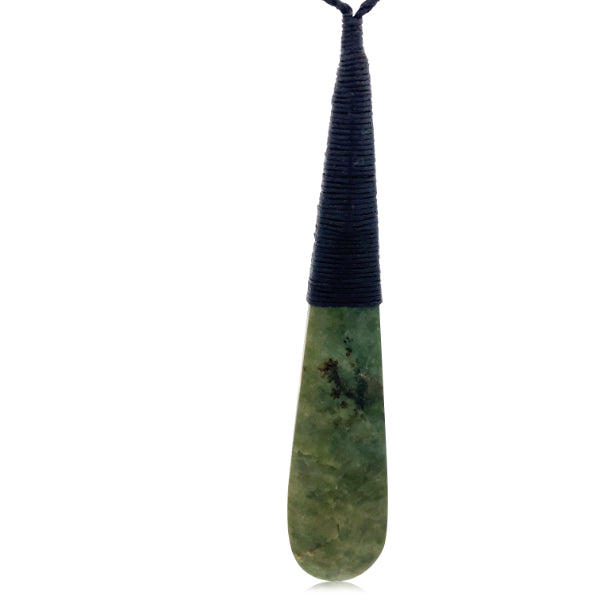 NZ pounamu greenstone bound drop necklace