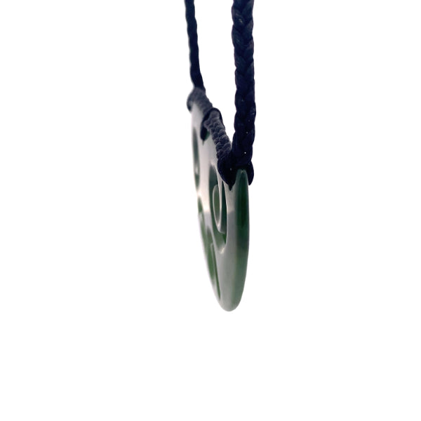 NZ pounamu greenstone breastplate necklace with koru cutouts