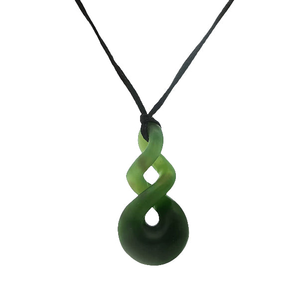 NZ pounamu greenstone double twist necklace