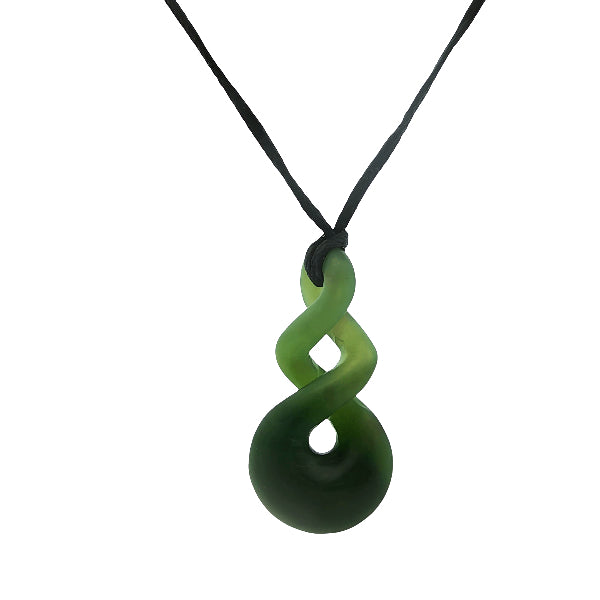 NZ pounamu greenstone double twist necklace