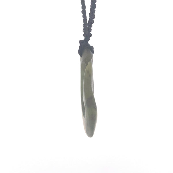 NZ pounamu greenstone hook on plaited slider cord