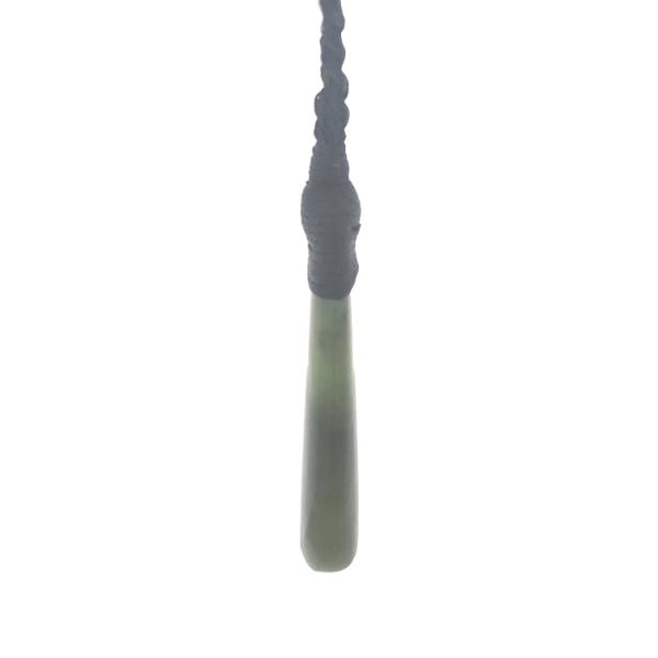 NZ pounamu greenstone bound drop on plaited slider cord