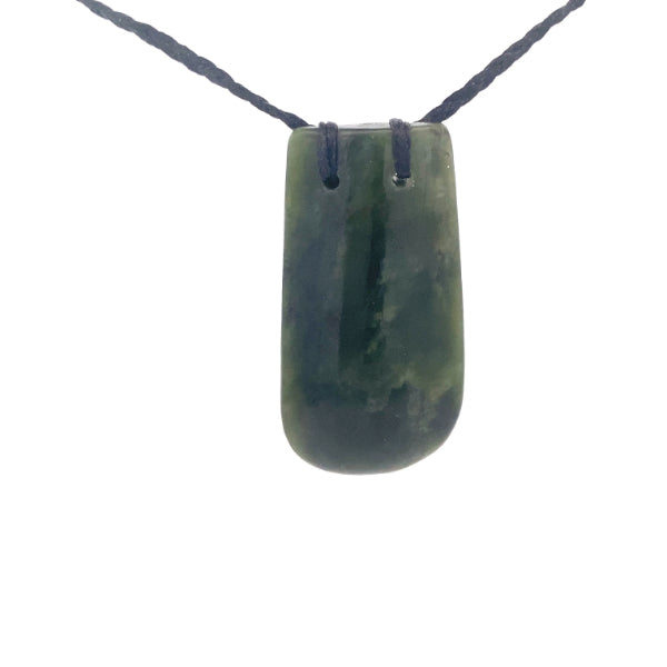 NZ pounamu greenstone drop on plaited slider cord