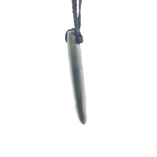NZ pounamu greenstone drop on plaited slider cord