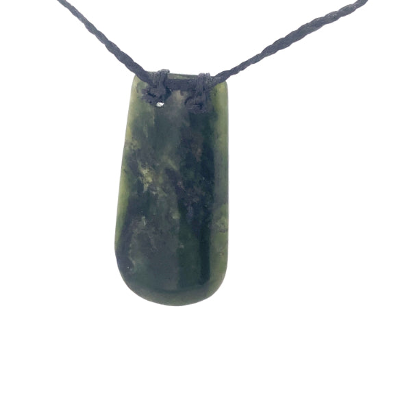 NZ pounamu greenstone drop on plaited slider cord